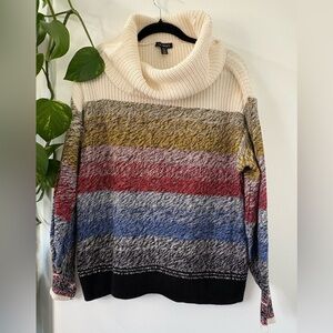 Tribal Multicolor Cowl Neck Sweater
